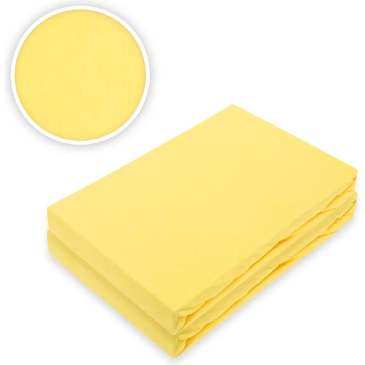 Doppelpack Jersey Spannbettlaken Premium Gelb 140 - 160 x 200 cm – Bild 2