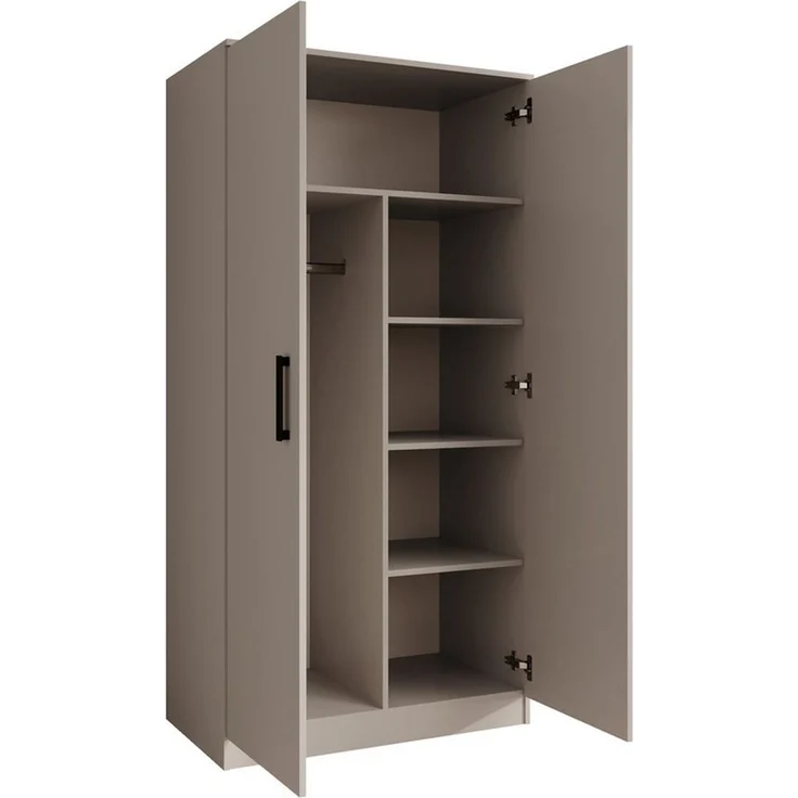 Beautysofa Kleiderschrank TREND 2-türig mit Selbsteinzug, Kleiderstange und 5 Einlegeböden (verschiedene Farben, mit oder ohne Schubladen) – Bild 4