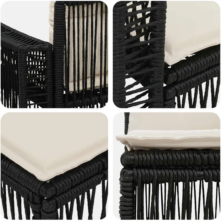 vidaXL Gartensofa-set 6 stk. 6-Sitzer Schwarz und Cremeweiß 3435220 – Bild 7