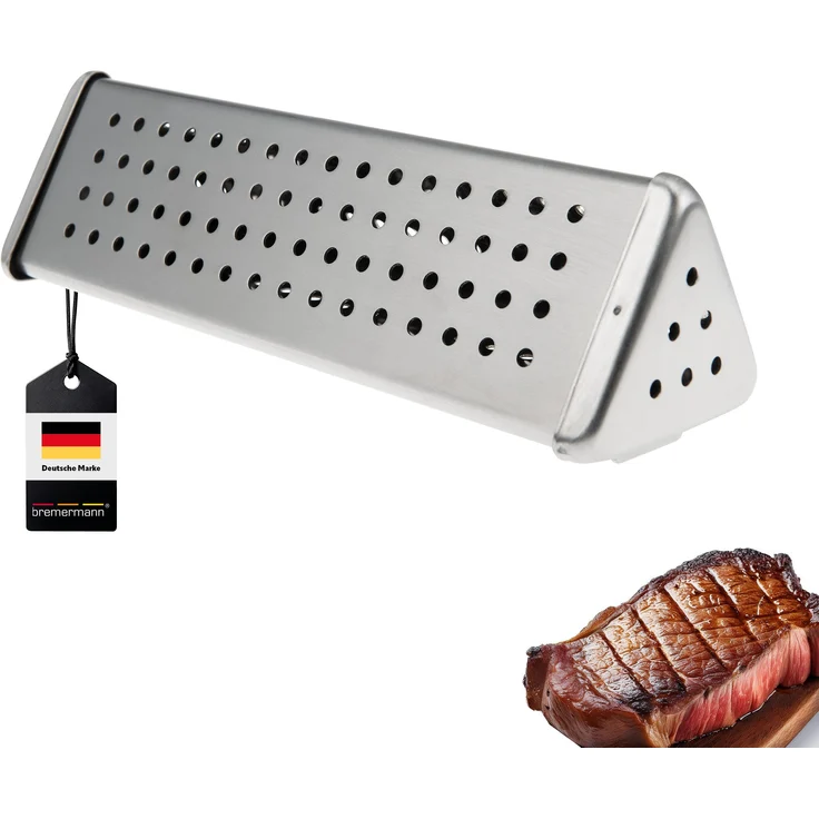Räucherbox / Edelstahl, ca. 6 x 21 cm / Smokerbox BBQ für Raucharoma – Bild 1