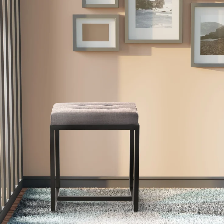 CLP Sitzhocker Barci mit Polsterung und schwarzem Eisengestell,dunkelgrau Stoff – Bild 3