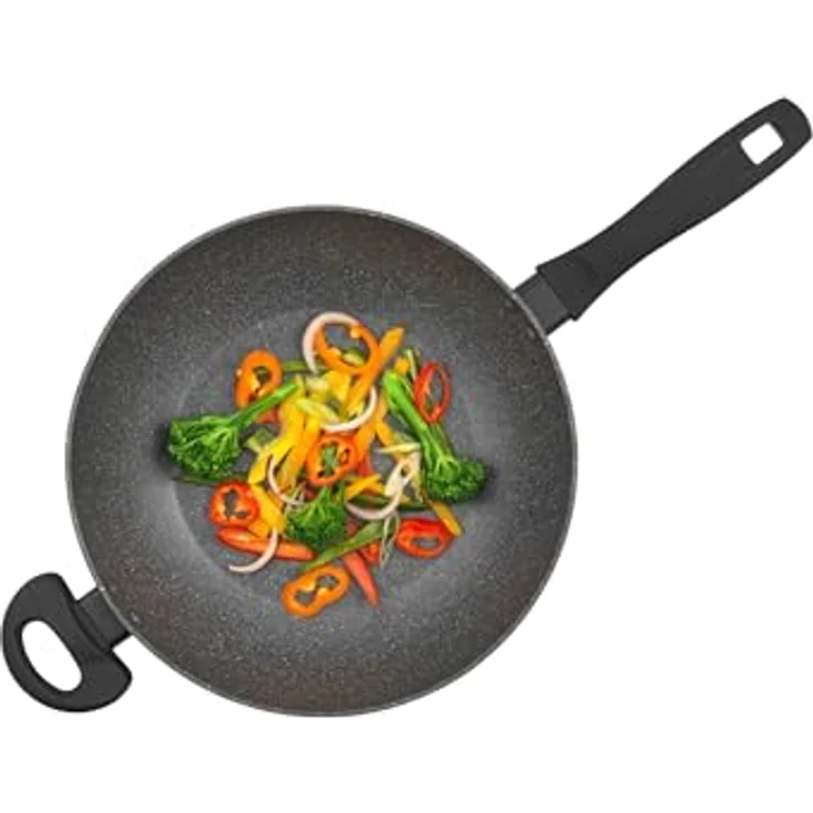 Russell Hobbs RH02812EU7 Metallic Marble Wok - Antihaftpfanne, Familienpfanne sautieren, 28cm große Universal-Kochpfanne, Deckel aus gehärtetem Glas mit Dampfbelüftung, geeignet für Induktionskochfeld – Bild 6