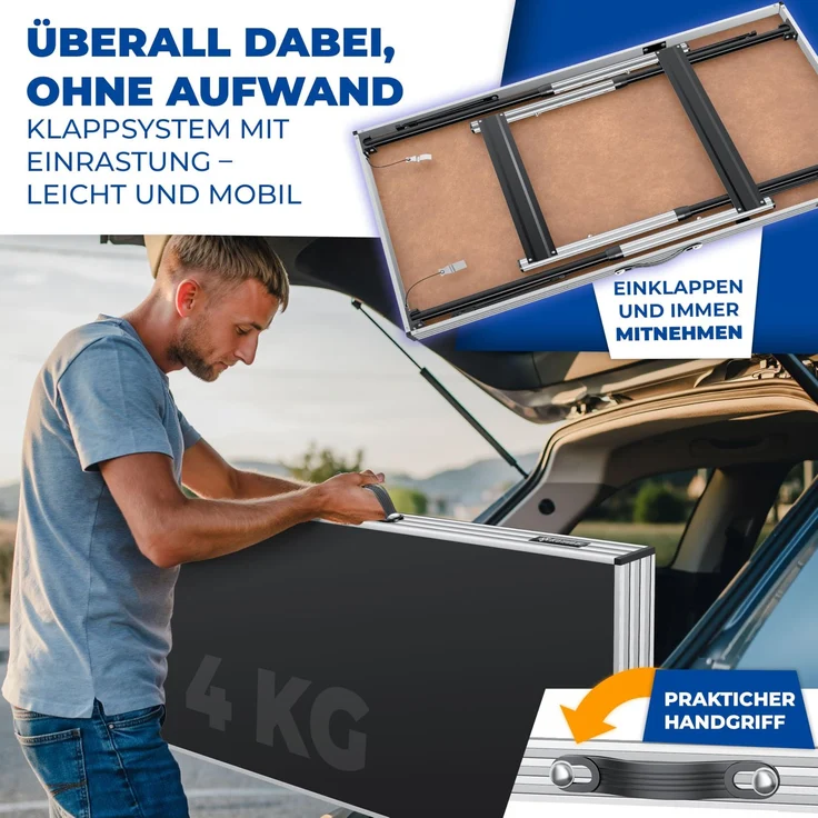 KESSER® Multifunktionstisch Profi 3- teilig, 100 x 60 cm, Tapeziertisch 30kg Tragkraft je Tisch Mit Ausziehfunktion Klapptisch Flohmarktisch Beistelltisch Mehrzwecktisch Campingtisch höhenverstellbar Schwarz – Bild 5