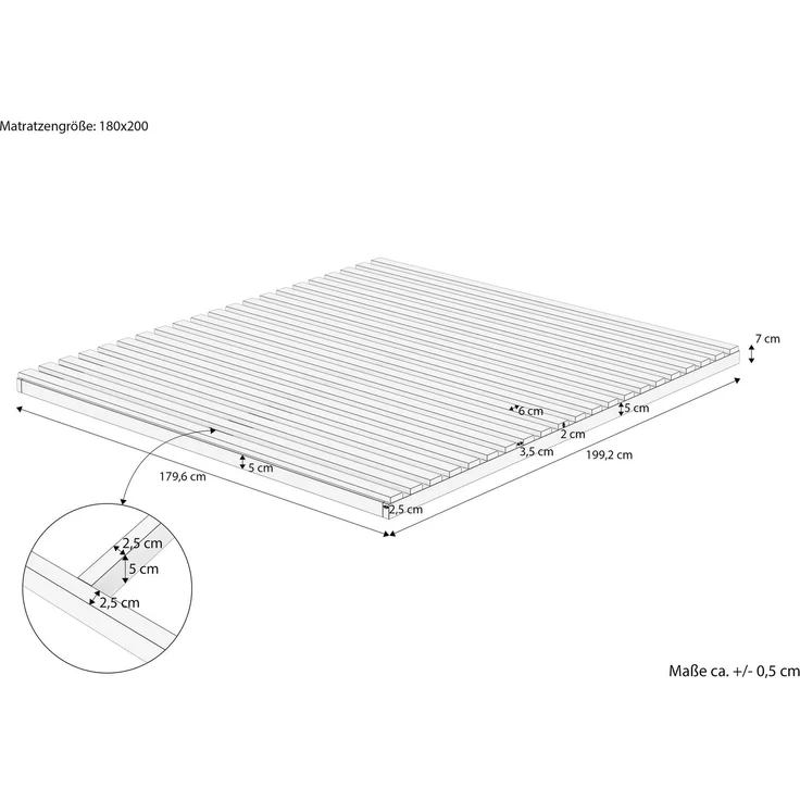 Niederflurbett metallfrei 180x200 Futon metallfreier Lattenrost, Fichte unbehandelt V-60.97-18ohne Zubehör – Bild 4