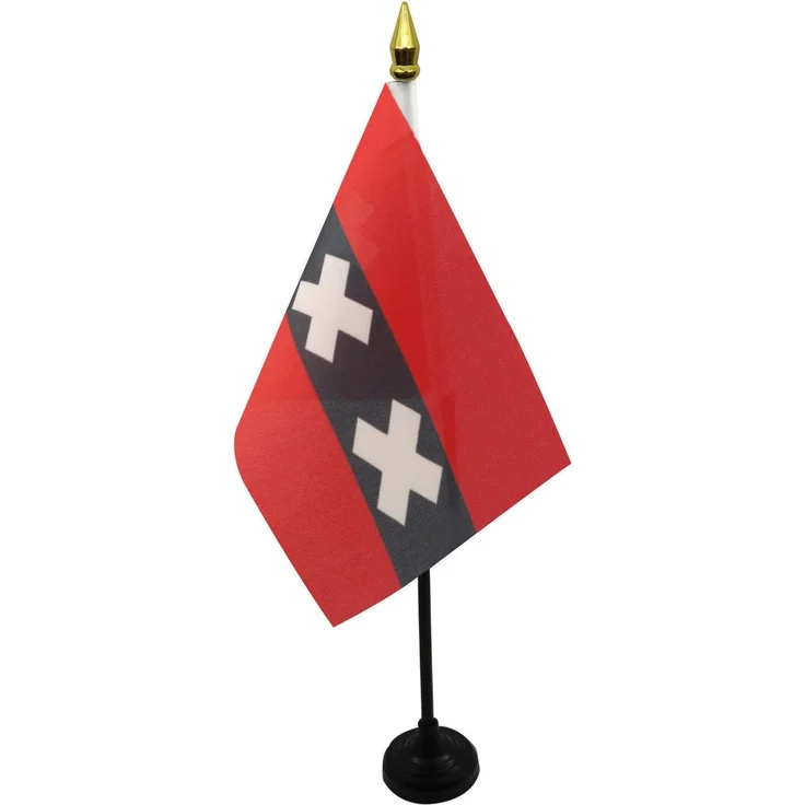 AZ FLAG - Tischflagge Amsterdam - 15x10 cm Goldene Splitze - Amsterdam Tischfahne 10x15 Cm - Flaggen