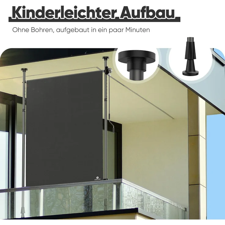 Strattore Ausziehbare Klemmmarkise / Senkrechtmarkise höhenverstellbar 100 x 310 cm - Anthrazit – Bild 7
