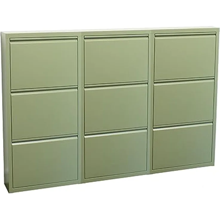 ebuy24 Pisa Schuhkipper, Grün, Metall, 150x106x16 cm, mit 9 Klappen für optimale Schuhaufbewahrung, fertig montiert