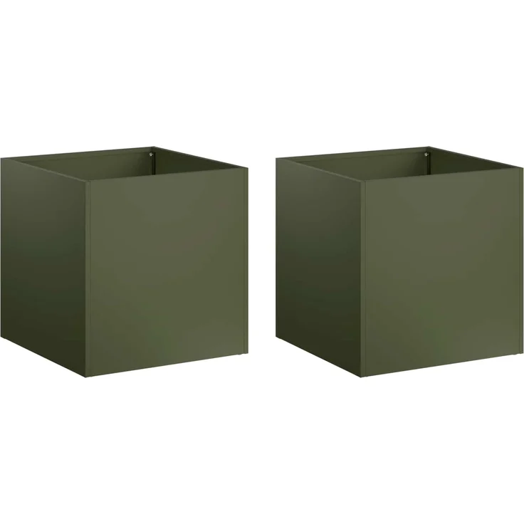 vidaXL Garten-Pflanzgefäß 2 Stk. Olivgrün 45 x 45 x 45 cm 8004973 – Bild 2