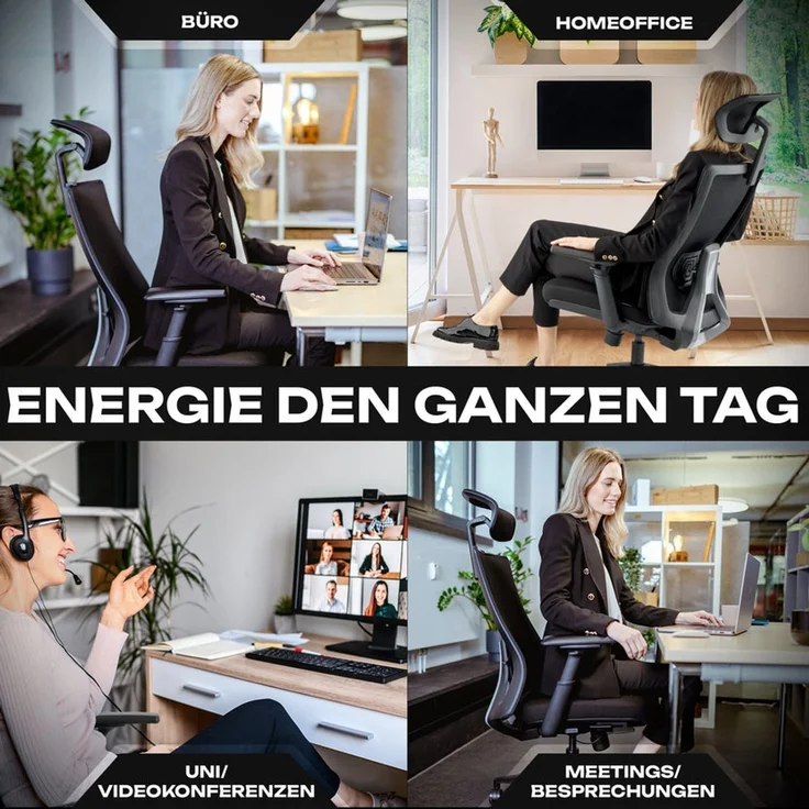 VALKENSTOL M3 PRO SCHWARZ Bürostuhl ergonomisch - 5 Jahre Garantie - Schreibtischstuhl tiefenverstellbare Sitzfläche - 3D Armlehnen - extra bequem – Bild 8