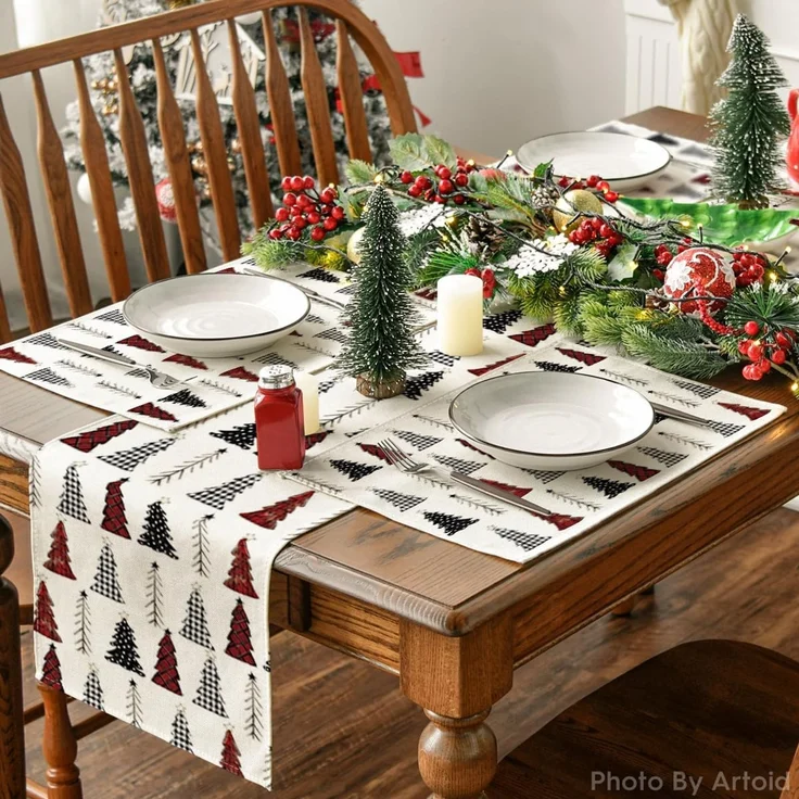 ABC Weihnachts-Platzset mit Weihnachtsbaum-Motiv, 8-teilig, 30 x 45 cm – Bild 5