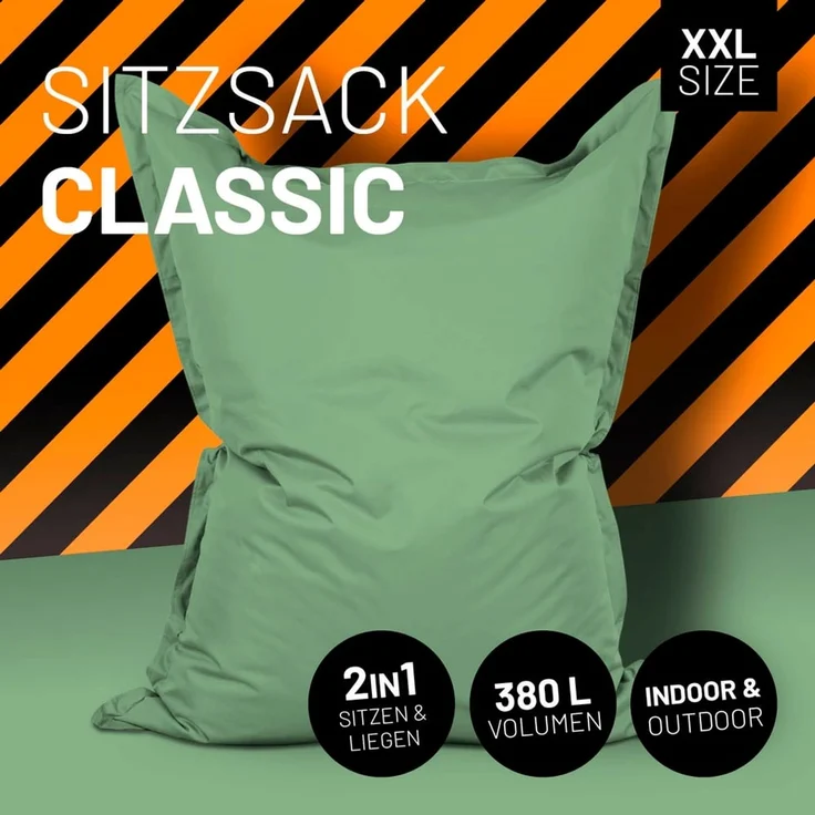 Lumaland Sitzsack XXL Bean Bag Riesen-Sitzkissen 380L 140x180cm Special Edition, Wasserfester Indoor & Outdoor BeanBag mit EPS-Perlen – Bild 2