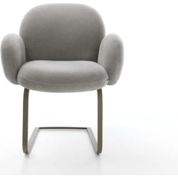 Freischwinger Nube-Flex mit Armlehnen Strukturstoff Soft Grau Freischwinger flach Effektfinish Titan Taschenfederkern – Bild 4