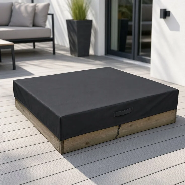 Sandkastenabdeckung, Schwarz, 120 x 120 x 20 cm – Bild 2