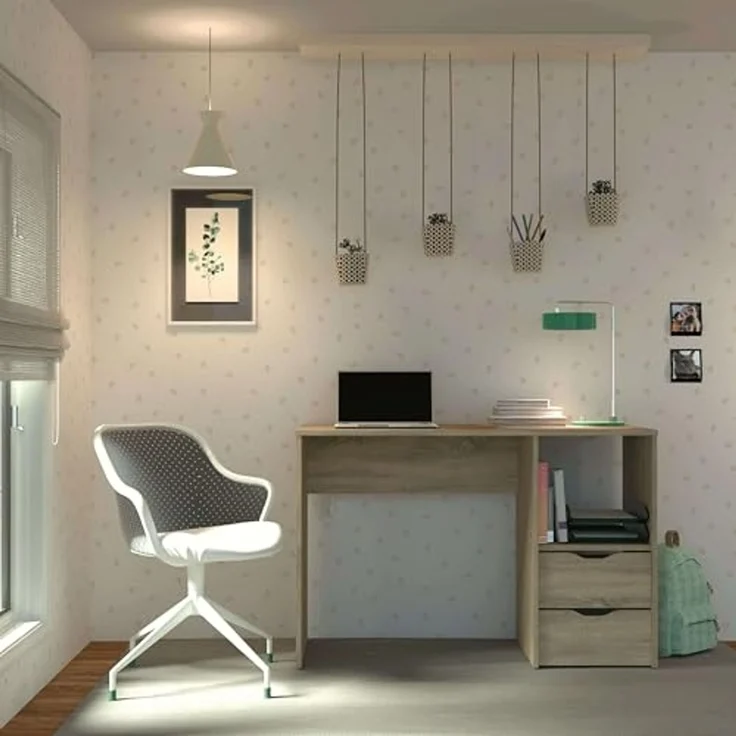 Muebles Pitarch | Schreibtisch mit 2 Schubladen, Studientisch für Jugendliche, Cambrian Eiche, 76 x 115 x 50 cm (Höhe x Breite x Tiefe), Vintage, Kollektion Tibet – Bild 2