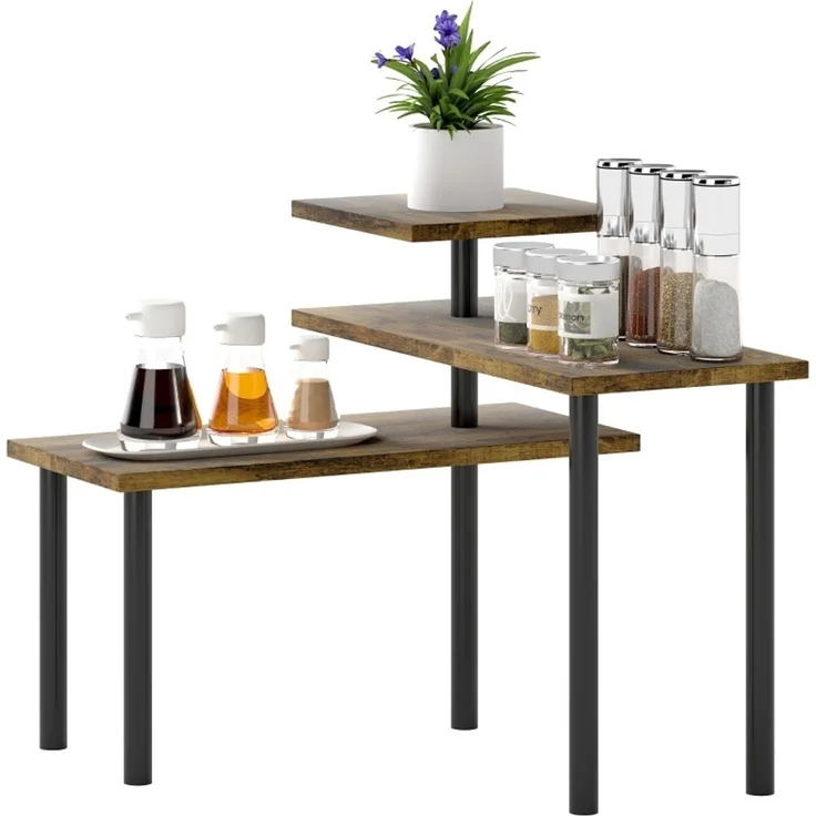 Küchenregal 40 x 18 x 36,5 cm mit 3 drehbaren Ablageebenen – Spanplatte und Metall – Bild 4