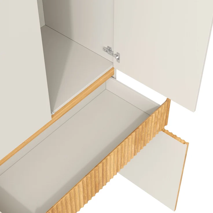 Kleiderschrank 270 x 50 x 200 cm aus MDF und Spanplatte, mit 12 Drehtüren, 3 Schubladen und 3 Kleiderstangen – Bild 8