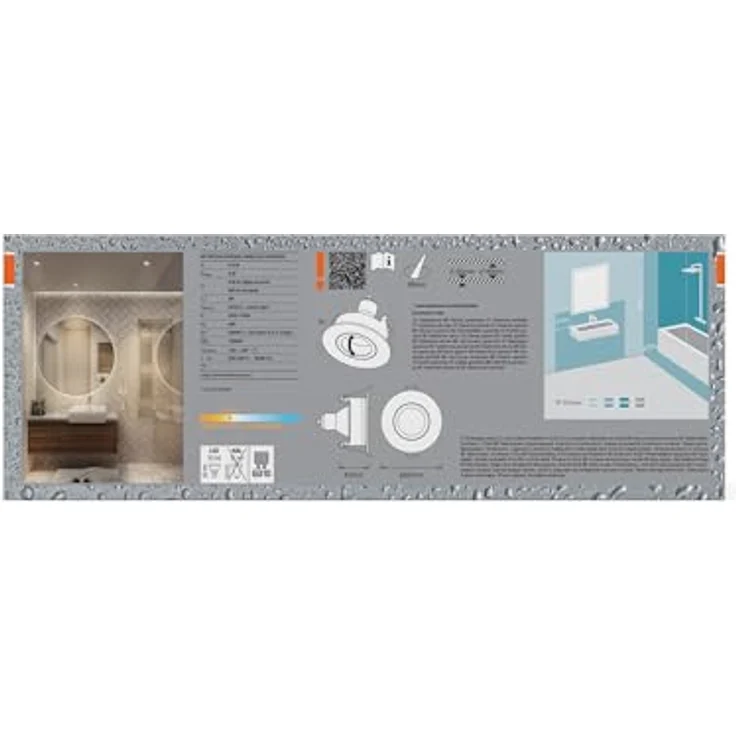 Osram Einbaustrahler Set LED IP65 Press, 3er-Set Satin-Nickel, 4,5W, 320lm, 2700K Warmweiß, dreh- und schwenkbar – Bild 5