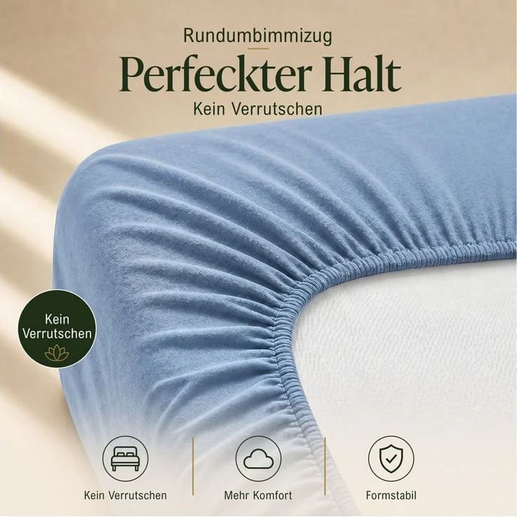 Malika Spannbettlaken aus 100% Baumwolle, 90-100x200, Blau, Jersey Baumwolle, Gummizug: Ja, (1 Stück), Allergikergeeignet, Pflegeleicht und Atmungsaktiv – Bild 1