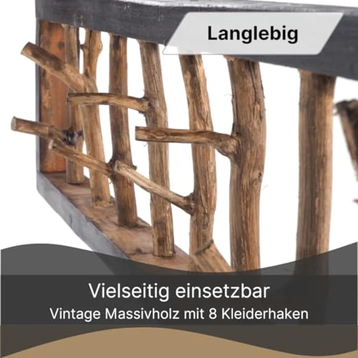 DESIGN DELIGHTS Wandgarderobe WANDGARDEROBE TREIBHOLZ UNIKAT, 80x22cm (BxH), Garderobe, Hakenleiste – Bild 7