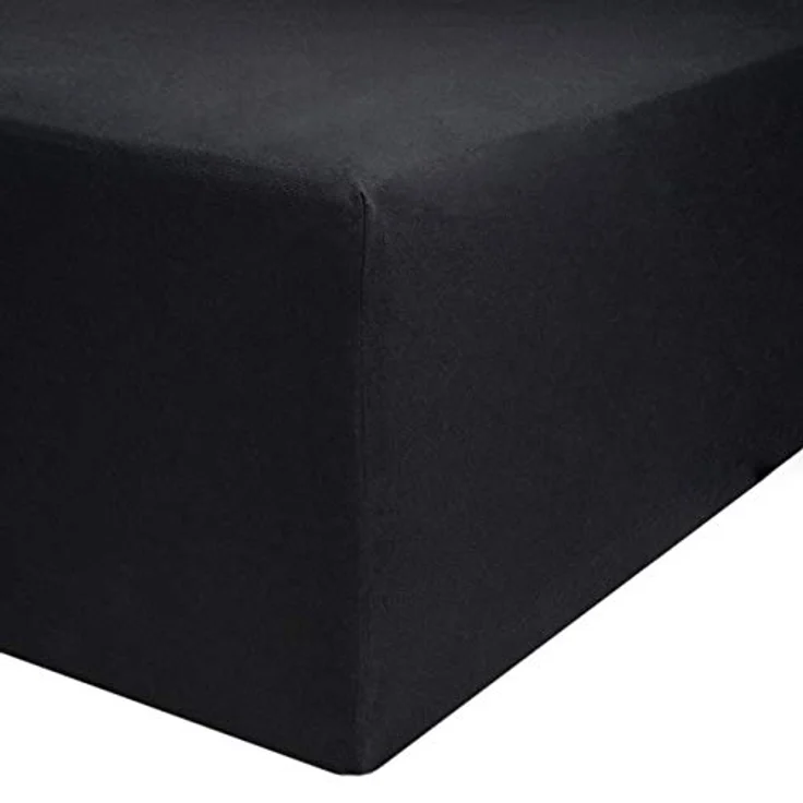 AVANTGARDE Premium SPANNBETTLAKEN - 140x200-160x220-40cm Steg - auch für Boxspringbett & Wasserbett - Spannbetttuch, sehr Gute ca. 170g/m² - Bettlaken 100% Jersey Baumwolle, ÖKO-TEX (16 Schwarz) – Bild 8