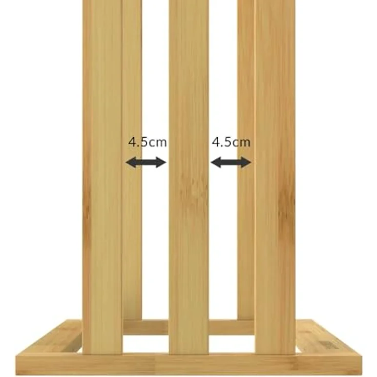 Casaria Handtuchständer, Freistehend Bambus Holz Handtuchhalter Ohne Bohren 3 Stangen Edelstahl – Bild 6