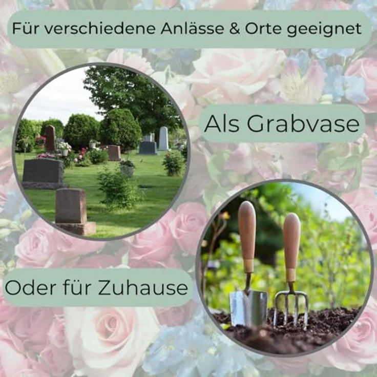 GarPet 2er Set Grabvase mit Sockel, frostsicher und stabil, 1 L Fassungsvermögen, Bronze – Bild 3