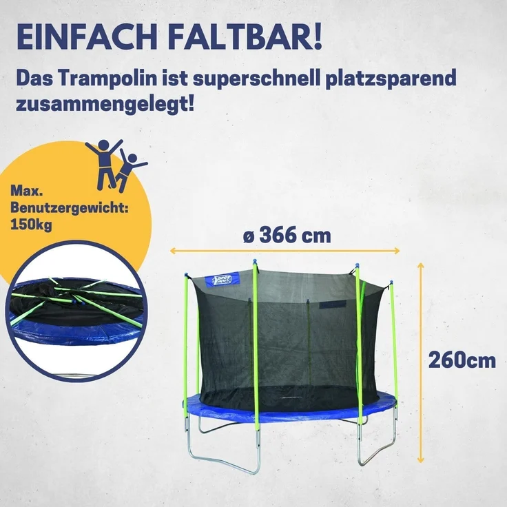 Best Sporting Gartentrampolin Sports 366, Ø 366 cm, inkl. Netz, faltbar – Bild 4