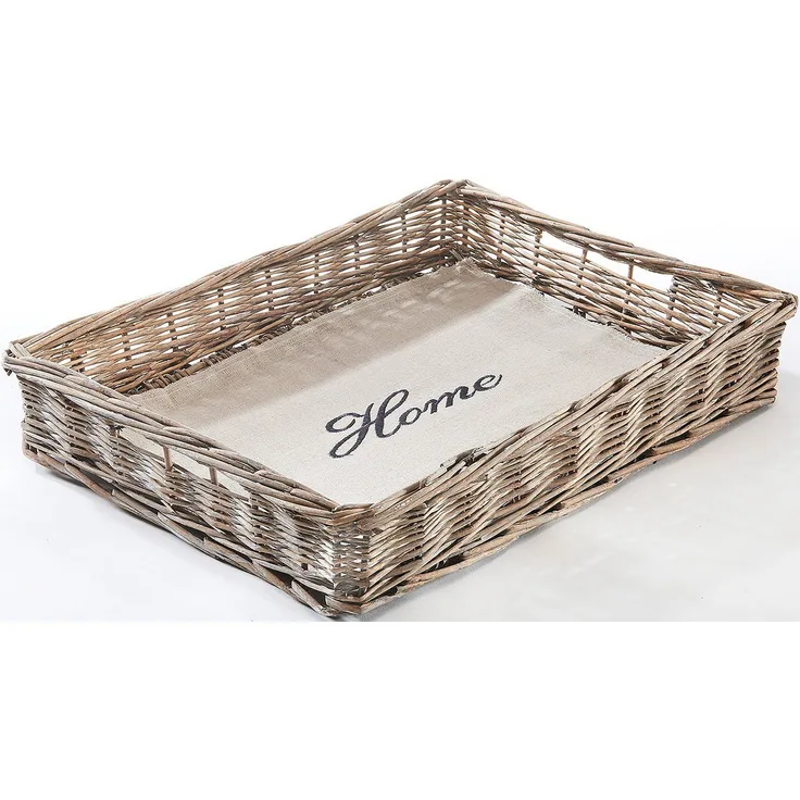 Kobolo Tablett Serviertablett mit Textil Schriftzug HOME, Weide