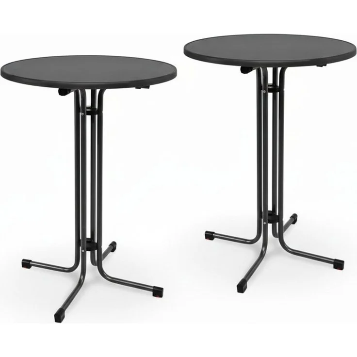 Beautissu Stehtisch Outdoor Stehtisch Bellini, klappbar, 2er Set, Ø70cm, Schwarz, wetterfest – kratzfest – Gastro-Qualität – Bild 5