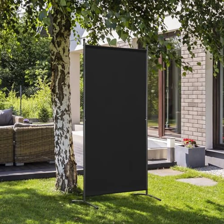 Angel Living Paravent Raumteiler-Paravent, 81x180 cm Sichtschutz aus Stahl & Polyester (1 St), Balkon-Trennwand in Schwarz – Bild 8