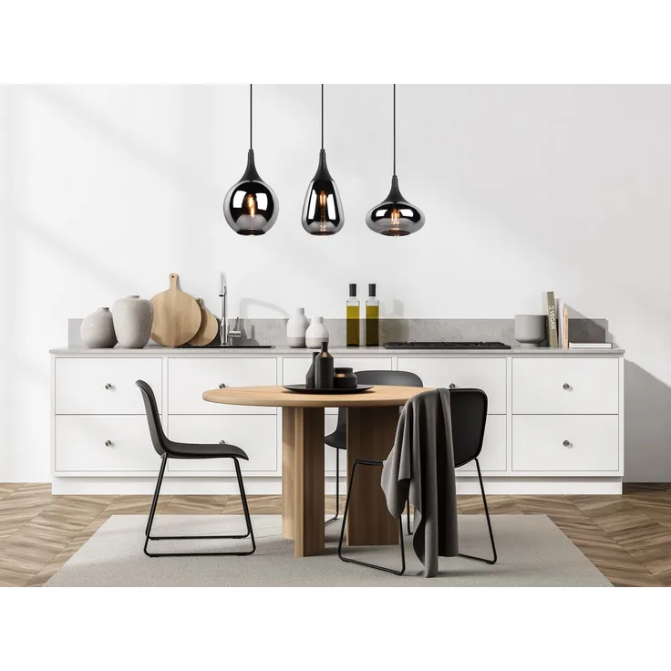Trio Leuchten LED Pendelleuchte Lumina 3xE14, schwarz, Metall/Glas