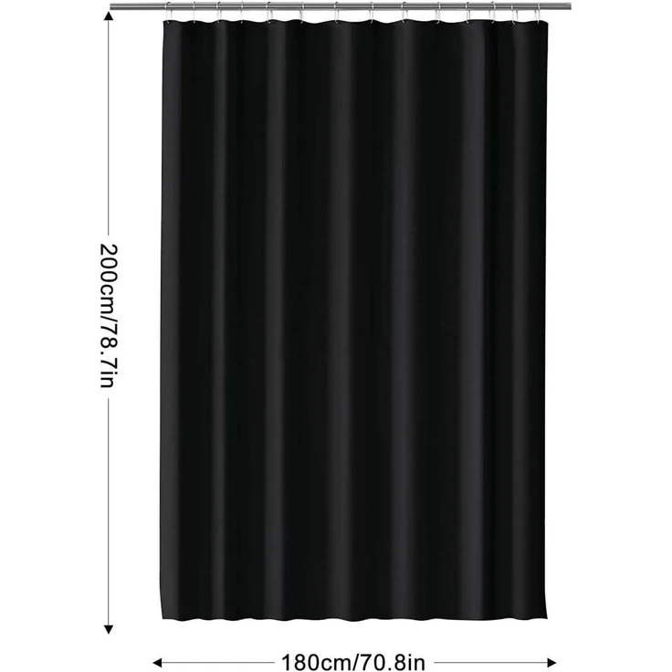 Duschvorhang 180x200 Schwarz Wasserdicht Anti-schimmel, Waschbar PEVA Curtain – Bild 2