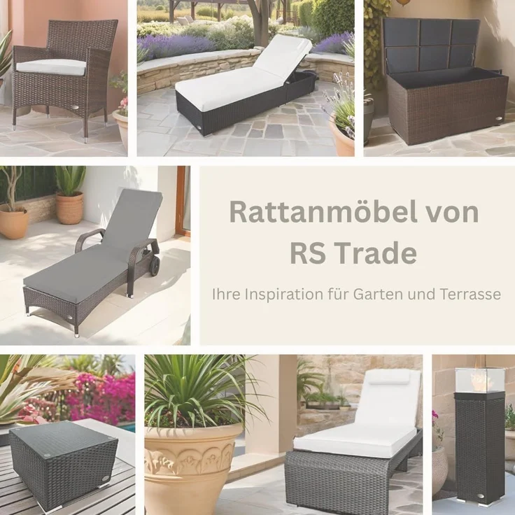 RS Trade® 'Toscana' Polyrattan Beistelltisch mit verstärktem Alu-Gerüst und Temperglas Tischplatte, mit Spannbändern und höhenverstellbaren Standfüßen, grau – Bild 7