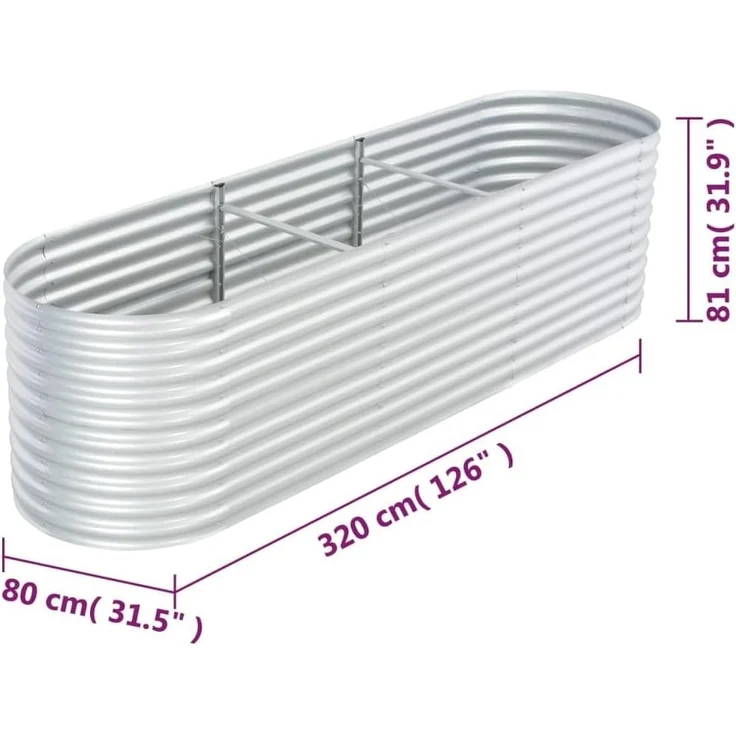 DELUKE® rundes Hochbeet für Garten BLUMO Verzinkter Stahl Hochbeet Metall Gartenbeet rund Kräuterbeet Blumenbeet Frühbeet für Garten Gemüsebeet, 320x80x81cm, Silber – Bild 2