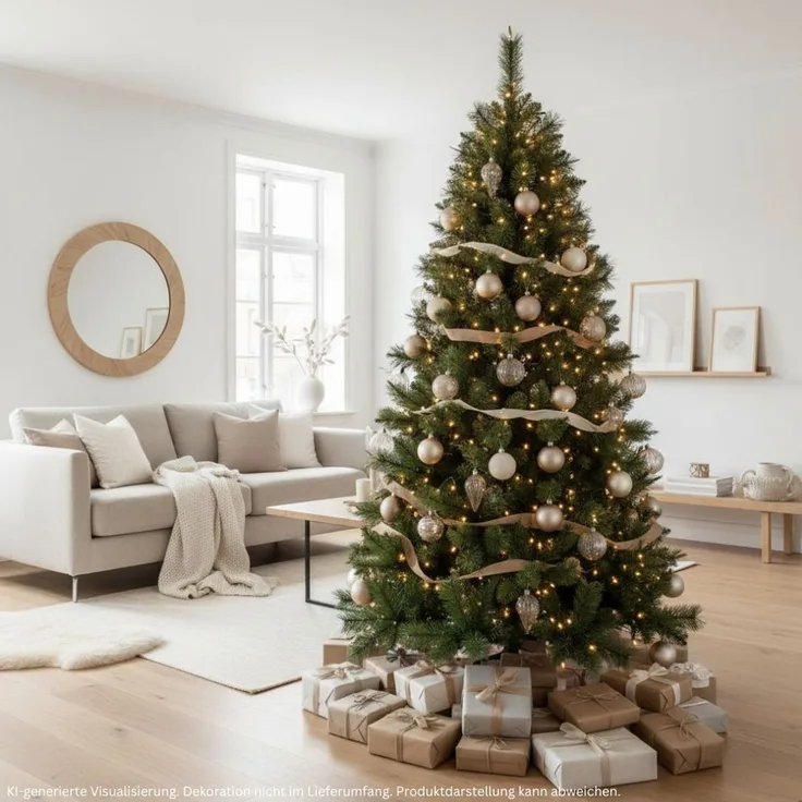 HXT 1101 SLIM 180 cm künstlicher Weihnachtsbaum inklusive Metallständer, exklusiv & hochwertig, schwer entflammbar