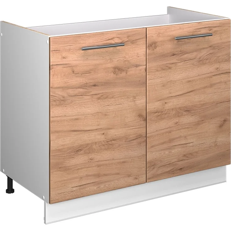 Spülenunterschrank Fame-Line Goldkraft Eiche/Weiß 100 cm, AP Eiche Vicco – Bild 1