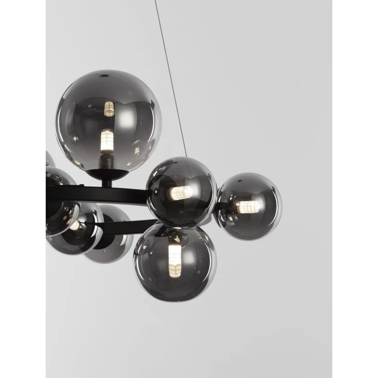 Nova Luce 9028855 ODILLIA Pendelleuchte 11-flammig Schwarz Rauchglas G9 – Bild 6