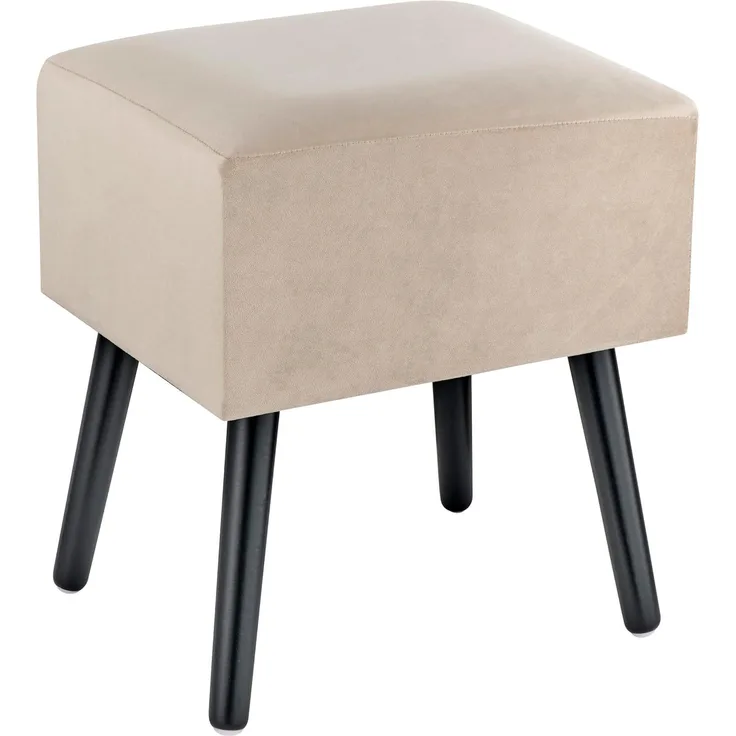 Baroni Home Sitzsack aus Samt, gepolsterter Bankett, Fußstütze mit Pfoten aus Holz, 40 x 33 x 46 cm, Beige