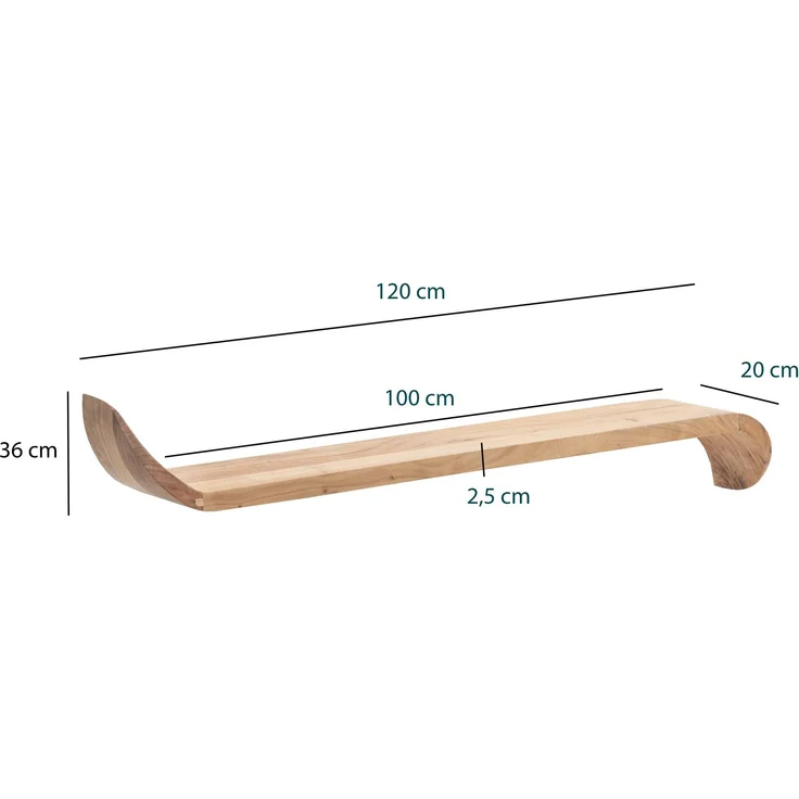 FineBuy Wandregal Mango Massivholz · Hängeregal mit geschwungenen Enden · Handgefertigtes Schwebendes Regal im modernen Design · Regalbrett aus Echtholz – Bild 3