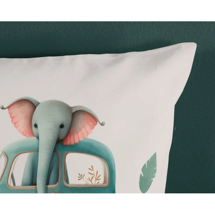 Good Morning Kinder Bettwäsche 135x200 Gogo Tiere Auto Wende Zoo weiß mint 32091 – Bild 3