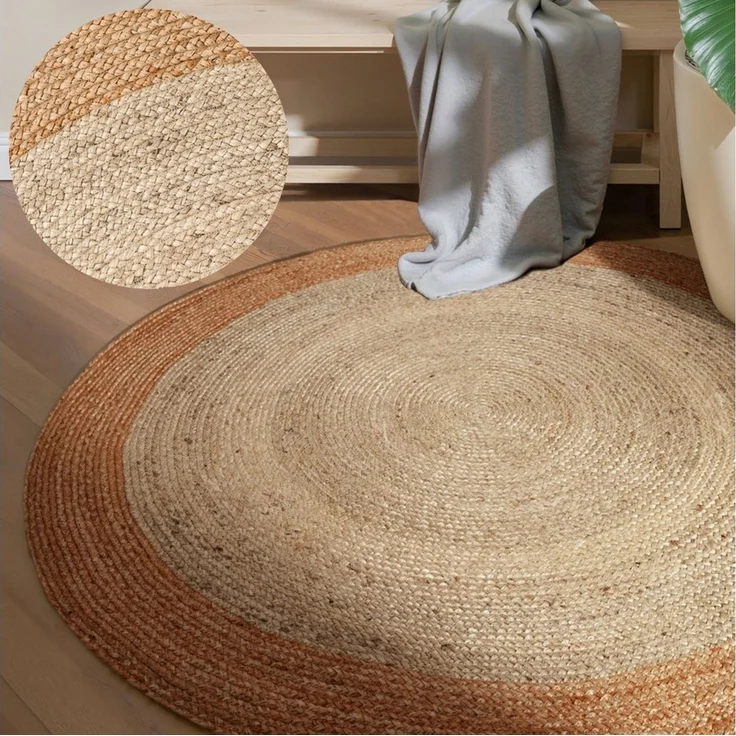 HANSE Home Teppich Looma Juteteppich, rund, Höhe: 9 mm, 100% Jutefaser, Natur, Wohnzimmer, Esszimmer, Flur, Boho, Skandi – Bild 5