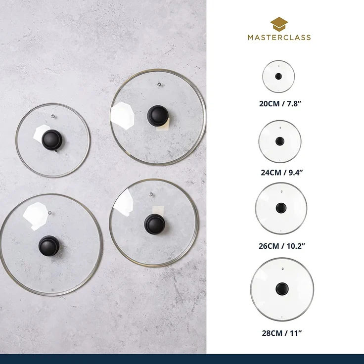 KitchenCraft MCGLLID20 Master Class Sicherheitsglas-Topfdeckel, Glas, transparent 20cm – Bild 5