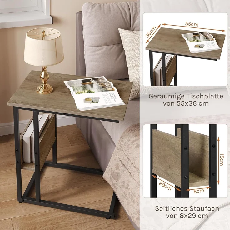 Woltu Beistelltisch (1-St), Kaffeetisch Couchtisch Sofatisch aus Metall MDF – Bild 7