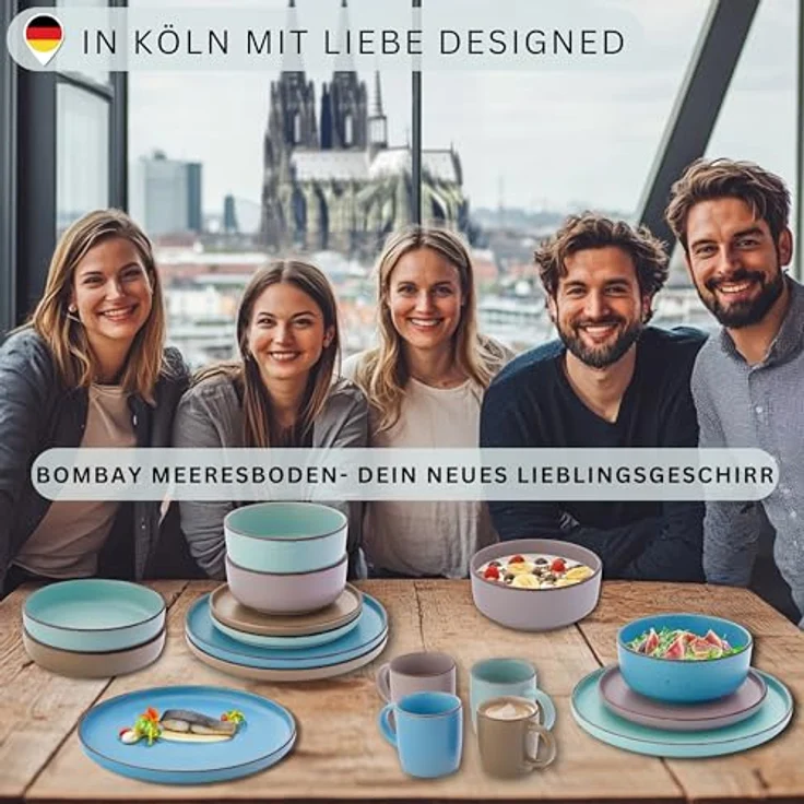 Sänger Bombay Meeresboden Kombiservice, 20-teiliges Geschirr-Set aus kratzfestem Stein, Mehrfarbig, rund, Ø 27 cm – Bild 6