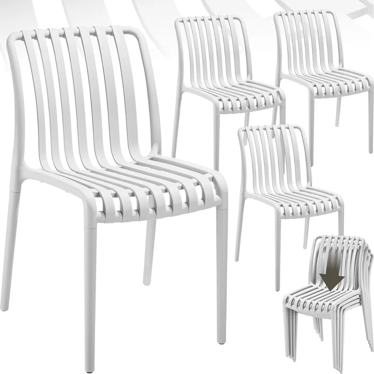 tectake Gartenstuhl Balkonstuhl Alcudia, wetterfest und UV-beständig, stapelbar (Set, 4 St), Wetterfester, robuster und langlebiger Kunststoff