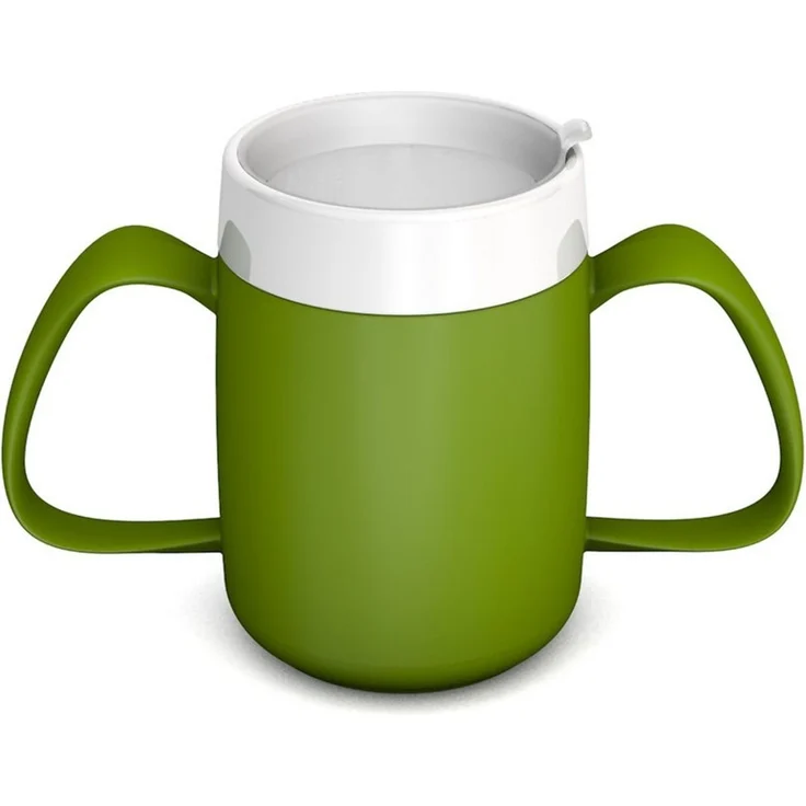 Ornamin Schnabelbecher 2-Henkel-Becher mit Trink-Trick und Schnabelaufsatz/ Trinkaufsatz, 2-tlg, Kunststoff, Trinkhilfe l Alltagshilfe l Schnabeltasse l BPA-frei l Made in Germany – Bild 1