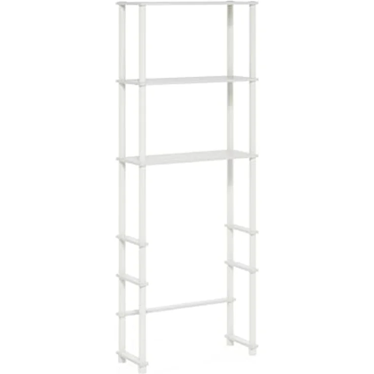 Furinno Turn-N-Tube WC-Platzsparer mit 3 Regalen, Weiß/Weiß – Bild 6