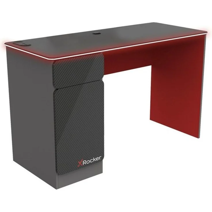 X Rocker Carbon-Tek Gaming Schreibtisch mit LED-Beleuchtung & Wireless Charging Ladepad - grau/rot – Bild 4