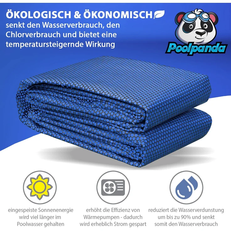 Poolpanda Pool Solarfolie Ø 366 cm Premium rund | schwarz/blau | 400 my | 12 mm Luftblasen – Bild 2