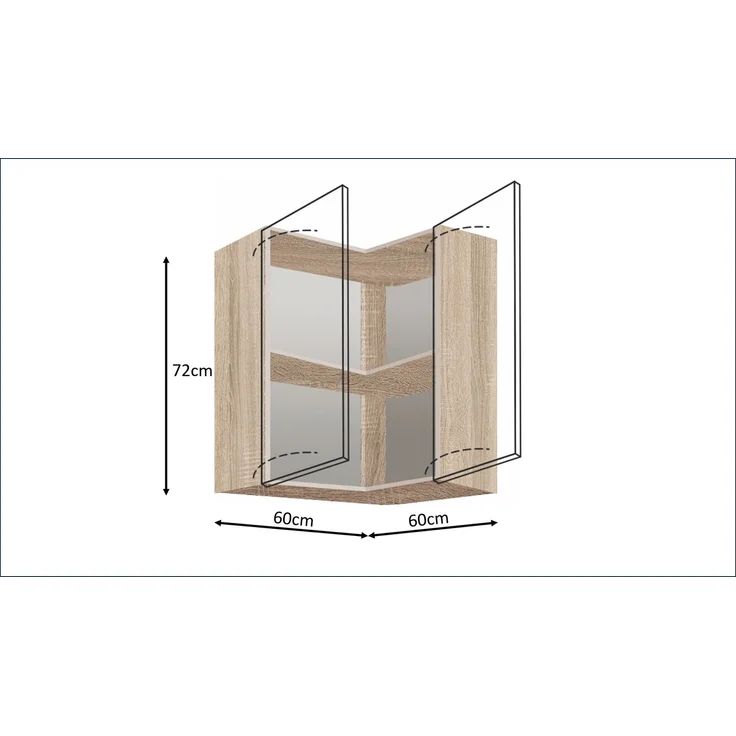PREMIO 54G – Eckhängeschrank 60 × 60 cm, Beige Hochglanz – Bild 6